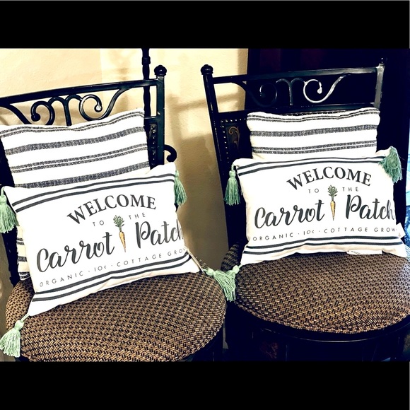 2 Target Bullseye “Welcome to the Carrot Patch” Pillows - Picture 2 of 6